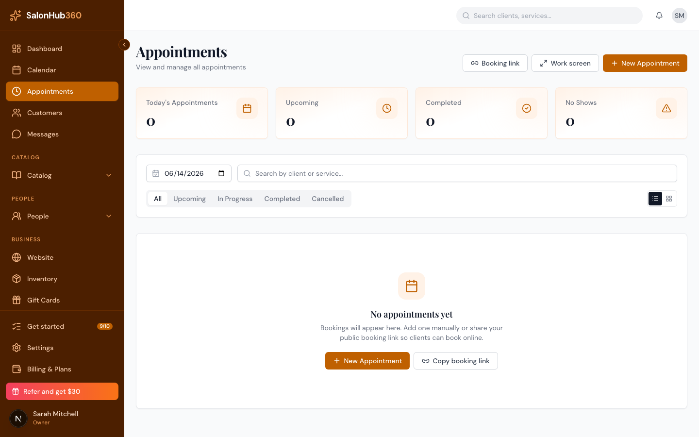 The appointment detail dialog showing the Check in action