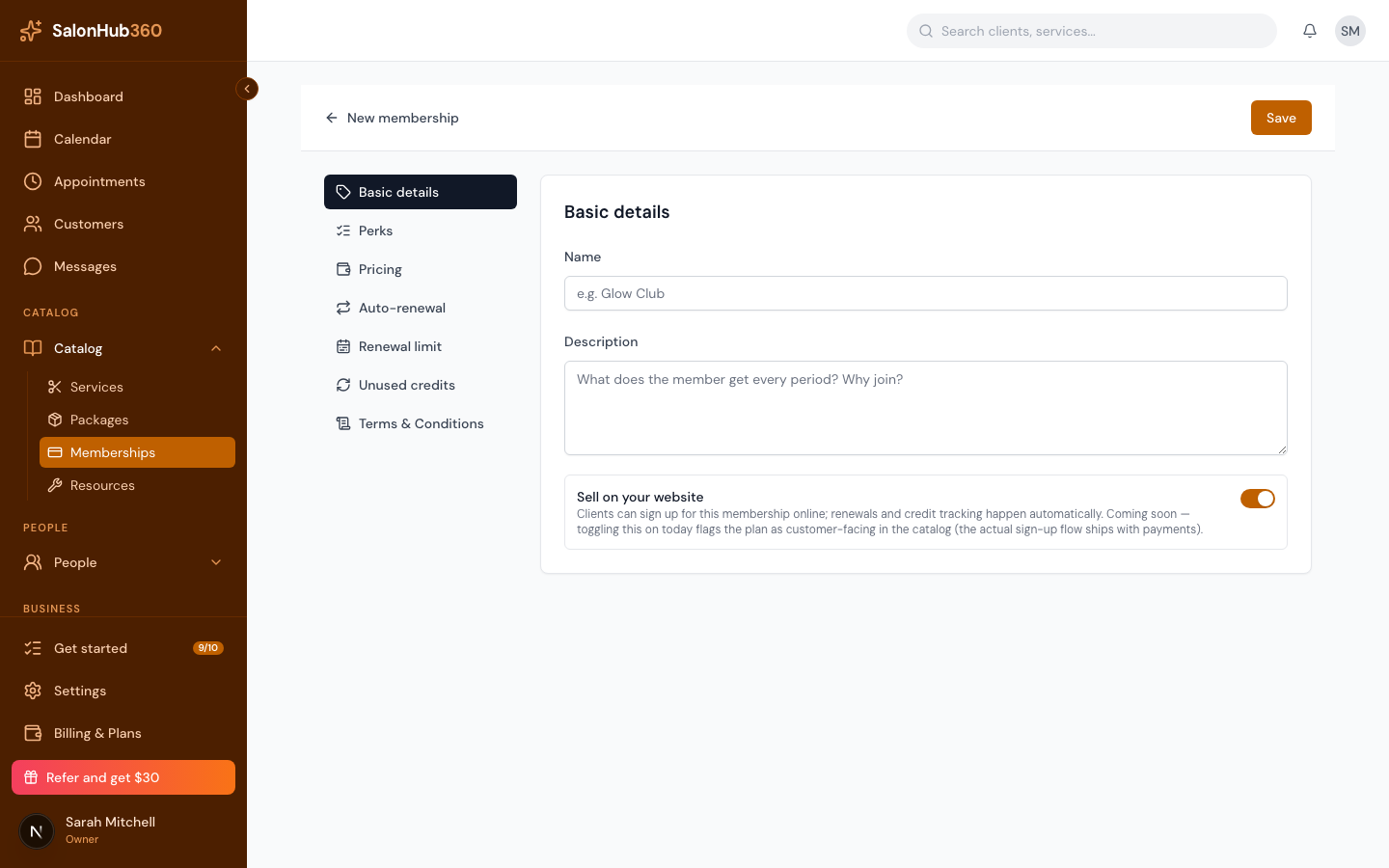 The Basic details section of the new membership form